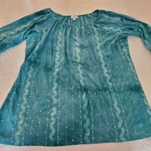 Shannon Ford New York Shirt Tunic Blouse Pullover Tie Dye Embroidered Sequins 2X
